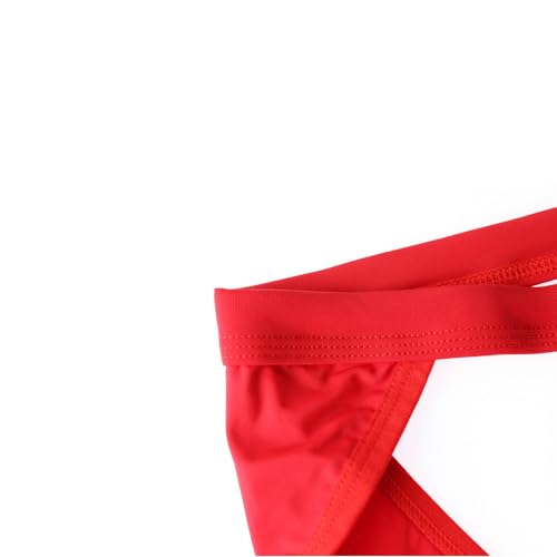 Men's Athletic Jockstrap Thong - Moisture-Wicking Sport Underwear - Red, Large