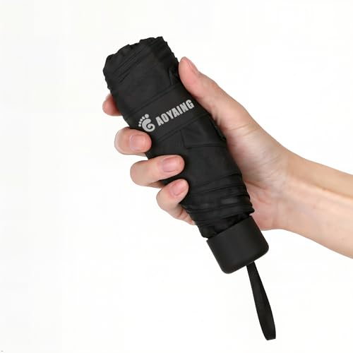 Compact Travel Umbrella - Lightweight 34 Inch with Case - Black