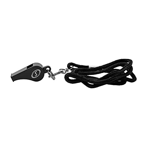 Sports Whistle with Lanyard - Plastic - 2 Pack - Black