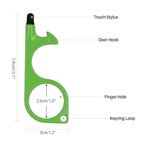 No Touch Door Opener Tool 6 Pack - Premium Multitool Keychain with Touchscreen Stylus and Bottle Opener