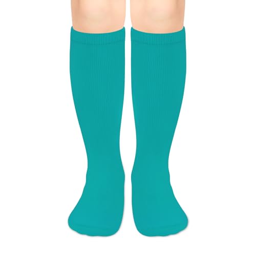 Youth Soccer Socks - Durable Sports Socks for Kids 6-9 Years, Pure Teal