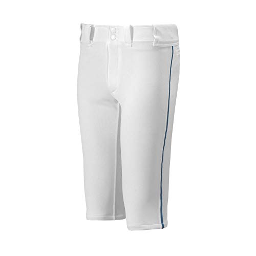 Mizuno Youth Premier Piped Baseball Shorts Large White/Navy - Kids Baseball Pants