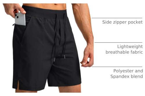 Men's Quick-Dry Running Shorts with Zipper Pockets - 9/7/5 Inch