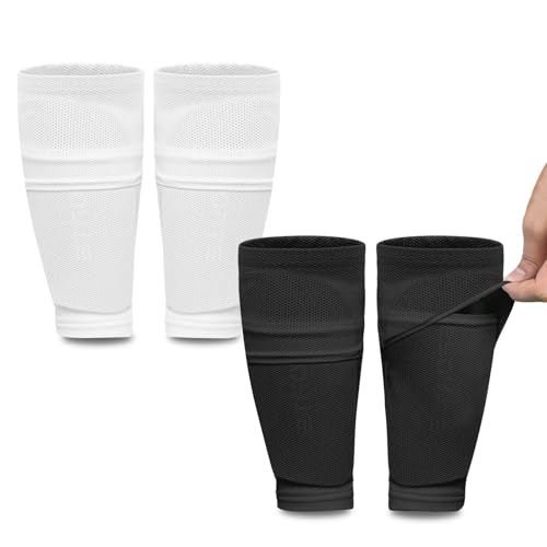 Kids Youth Soccer Shin Guard Sleeves for Ages 3‑15, 2 Pairs