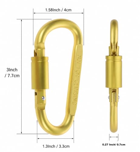 IEBUOBO Multicolor Locking Carabiner Clips 3 Inch Keychain Hooks - A-Multicolored 10 Pack