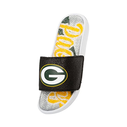NFL Glitter Gel Slide Sandal - Green Bay Packers - Size 7-8