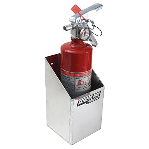 Extreme Max 5001.6091 Aluminum Fire Extinguisher Holder Storage for Enclosed Trailer, Shop, Garage, Silver
