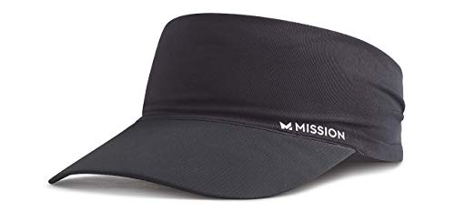 MISSION Black Cooling Stretchy Visor - Unisex Sun Hat with No Slip Band, UPF 50 UV Protection