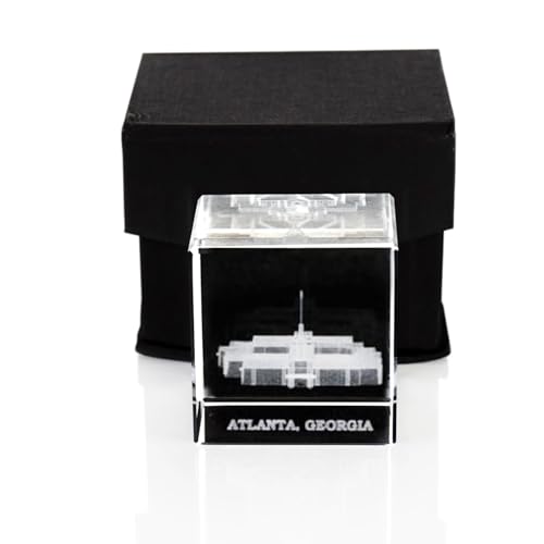 Elegant LDS Temple Crystal Cube Paperweight - Atlanta Georgia