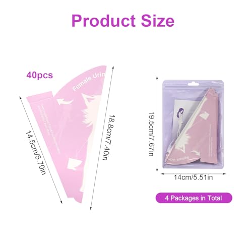 40pcs Disposable Pee Funnel for Women - Travel Urinal Device