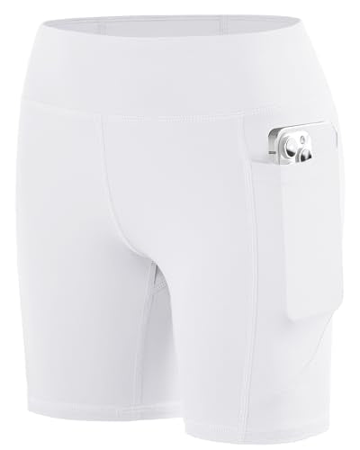 Youth Compression Shorts with Pockets - 5" White
