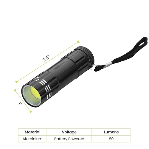 COB LED Flashlight - 9 High-Intensity LEDs, Black