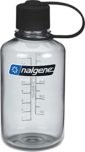 Nalgene 16 oz Narrow Mouth Water Bottle Gray BPA-Free Durable Leak-Proof