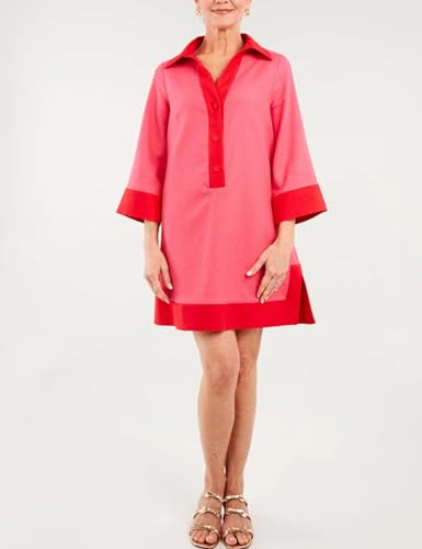 Color Block Mini Dress Coverup for Women - Red, Large