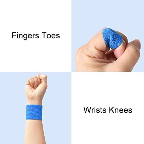 10 Pack Blue Self-Adherent Elastic Bandage Wrap - 2" & 1"