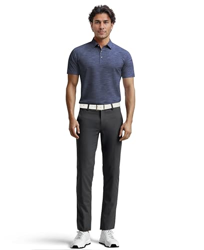 Men's Airflux Jaspe Cotton Golf Polo Shirt - Large Peacoat Htr
