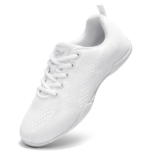 Stelle Breathable Knit Cheer Shoes for Girls and Women - White, Size 7