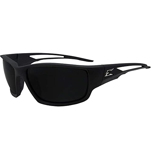 Edge TSK216 Kazbek Polarized Wrap-Around Safety Glasses, Anti-Scratch, Non-Slip, UV 400, Military Grade, ANSI/ISEA & MCEPS Compliant, 5.04" Wide, Black Frame / Smoke Lens