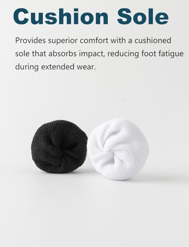 Cushioned Low Cut Ankle Socks for Women - Breathable Cotton - 5 Pairs - White