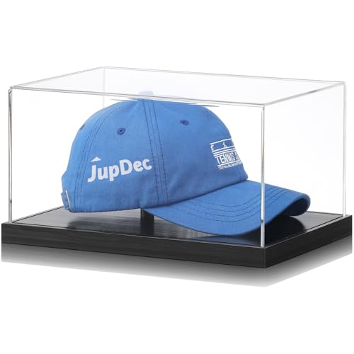 Clear Acrylic Baseball Cap Display Case with Wood Base