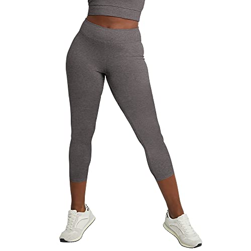 High Waist Capri Leggings for Women - 22" Stretch Cotton-Spandex - X-Large Charcoal Heather
