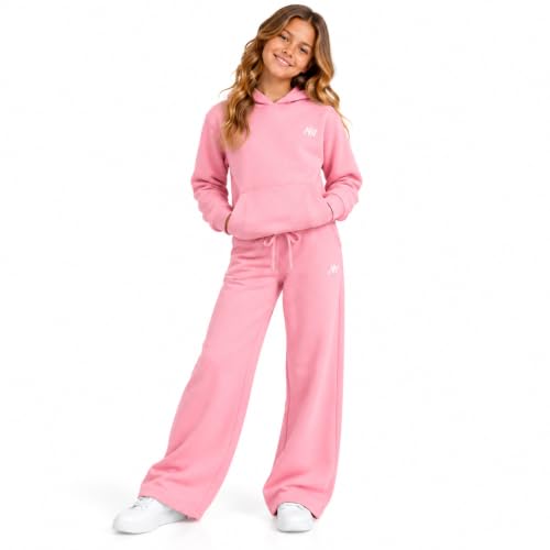 AEROPOSTALE Girls Pink Sweatsuit Set 2 Piece Hoodie & Wide Leg Sweatpants 14-16