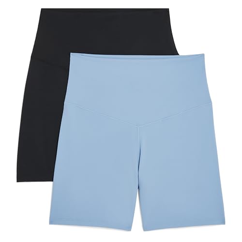 Danskin Women's Active 2-Pack Motivate 5" Bike Shorts X-Large Pacific Blue/Black