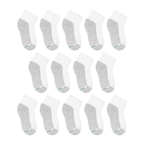 Boys' Ankle Socks - Double Tough Moisture Wicking, 14 Pack - White