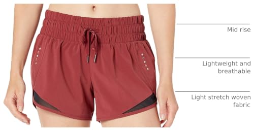 Women's Athletic Ruched Waistband Running Shorts - 3X Ruby