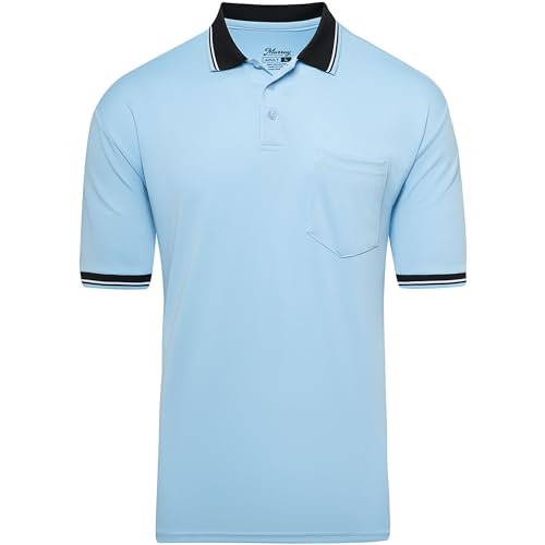 Short Sleeve Polo Umpire Shirt for Baseball & Softball - X-Large Light Blue