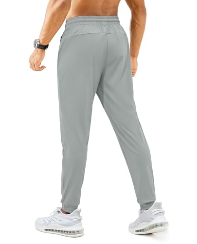 FOGFIRE Men's Lightweight Grey Sweatpants with Zipper Pockets - 3X-Large Athletic Joggers for Workout & Running