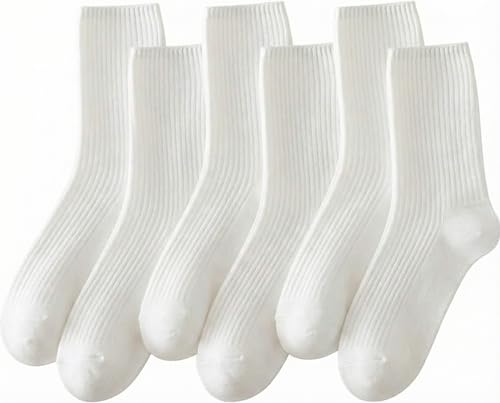 Cute Cotton Crew Socks - Casual Athletic Style - White