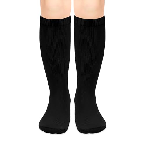 Youth Knee High Athletic Socks for Soccer Baseball - 3-6 Years, Pure Black