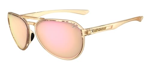 Tifosi Selca Aviator Sunglasses Pink Mirror for Golf Hiking Running - Crystal Brown