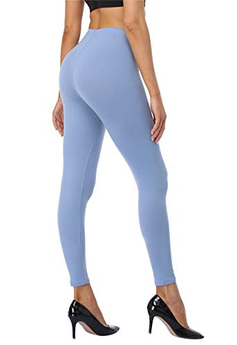 Womens High Waisted Leggings Buttery Soft Stretch Pants - One Size Plus Blue