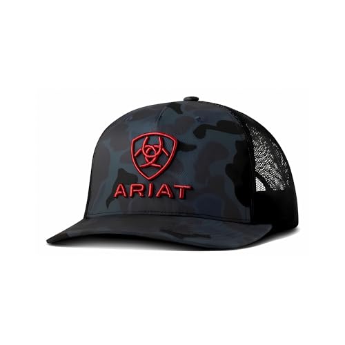 ARIAT Men's Navy Camo Richardson 112 Trucker Cap with Red 3D Embroidered Logo - Basic