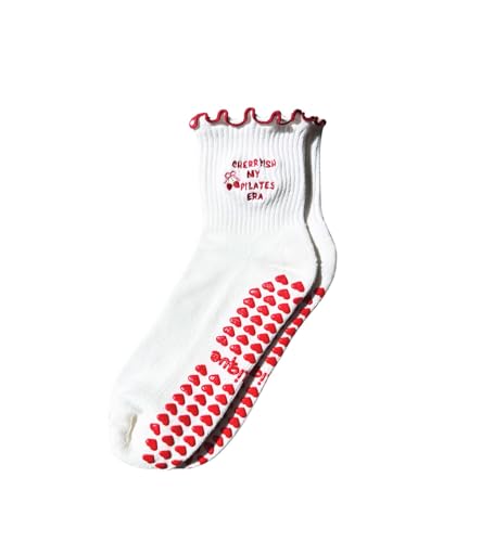 Non-Slip Pilates Socks with Grips for Yoga, Barre & Reformer - Cherry