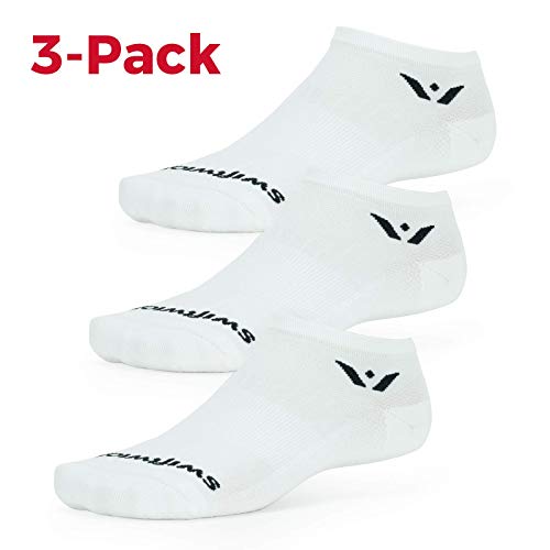 Swiftwick PERFORMANCE No Show Socks - 3 Pairs, Cushioned, Large, White