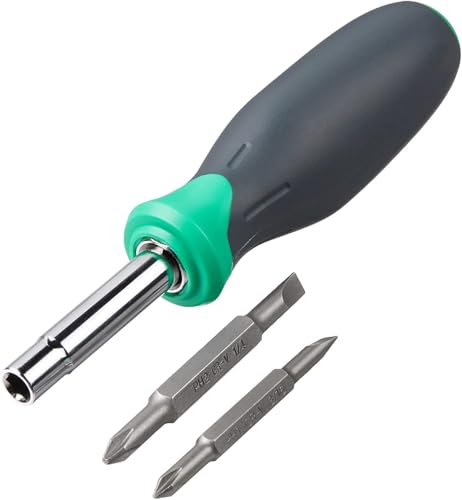6-in-1 Multi-Bit Screwdriver and Nut Driver Tool with Grip Handle