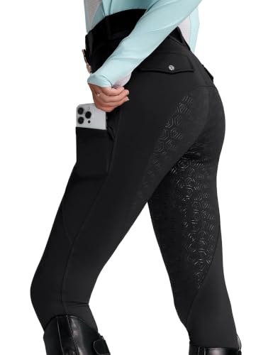 FitsT4 Sports Women's Fleece Horse Riding Pants - Medium, Black