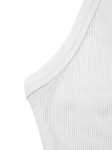 Racerback Tank Top for Women - Slim Fit V Neck Camisole - Medium/White