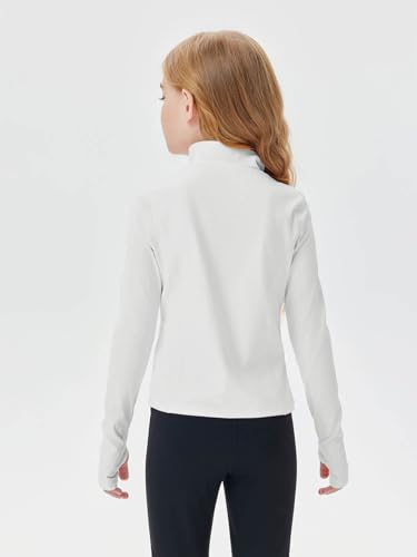 Girls Half Zip Pullover Sweatshirt - 9-10 Years, White