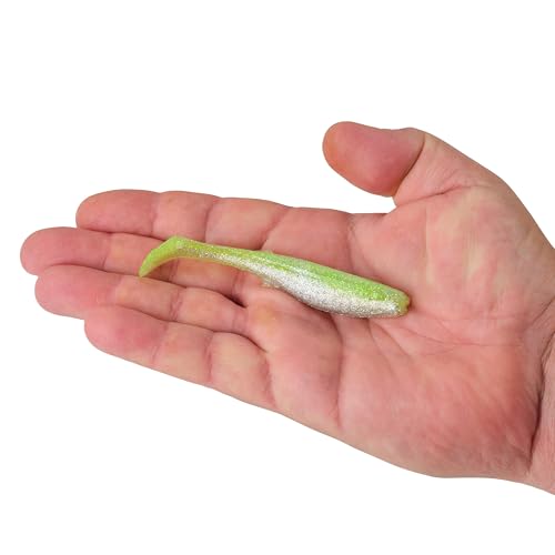 Saltwater Paddleshad Soft Plastic Fishing Bait - Key Lime Chrome, 4"