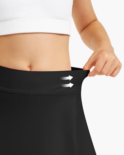 Girls A-Line Tennis Skort with Built-in Shorts - Black, 10-11 Years