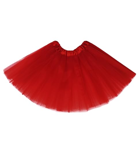 Girls Tutu Skirt - 3 Layers Tulle Ballet Costume - Red