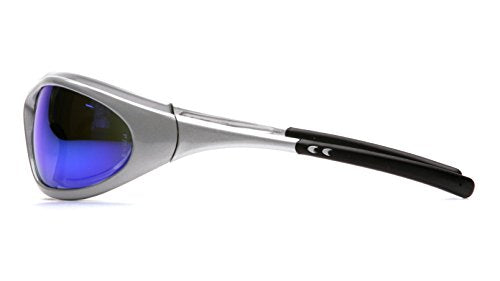 Safety Glasses with Silver Frame & Ice Blue Mirror Lens