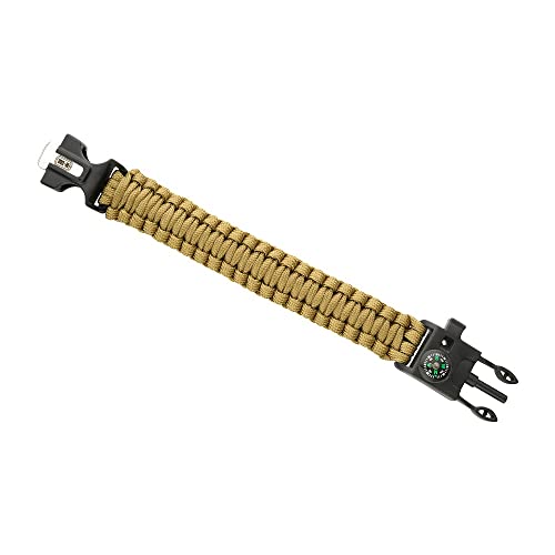 Tactical Survival Paracord Bracelet with Compass - Coyote Large