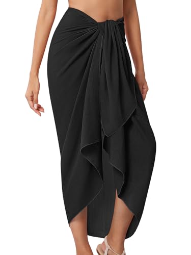 QIANXIZHAN Women's Black Swimsuit Cover Up Beach Sarong Wrap - One Size