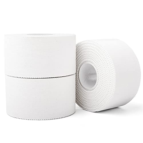 White Athletic Sports Tape - Strong, Easy Tear, No Residue, 3 Pack (1.5in x 35ft)