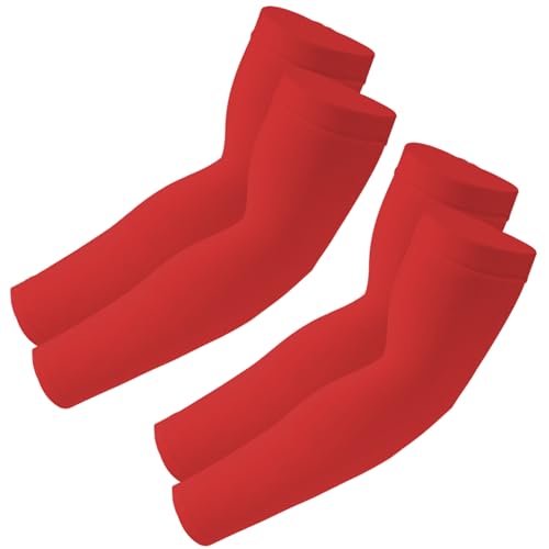 Cooling Arm Sleeves - UV Protection Compression - 2 Pack Red
